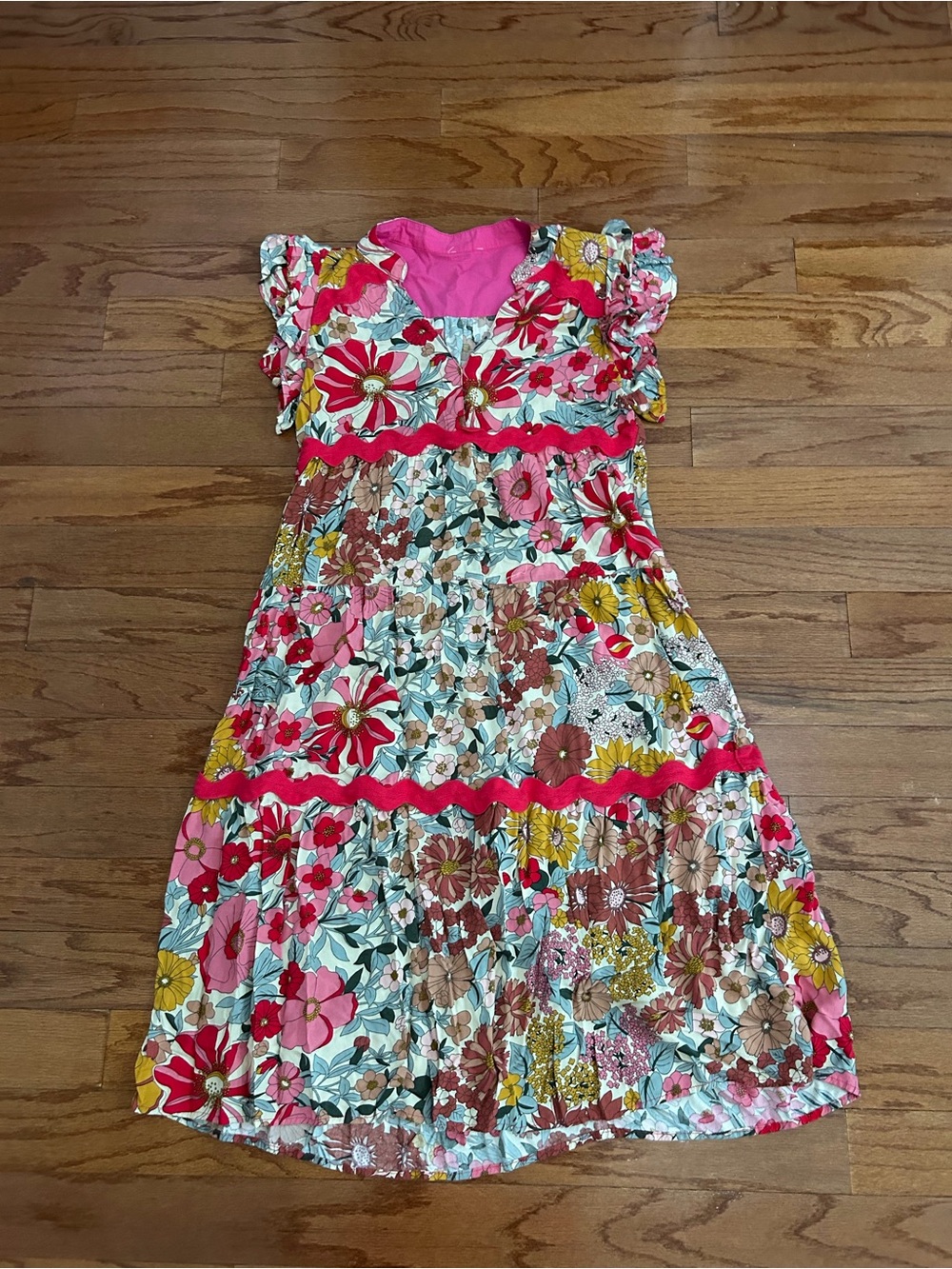 Floral Tiered Midi Dress | Women's Size Small | Cottagecore Boho Floral - Picture 4 of 7